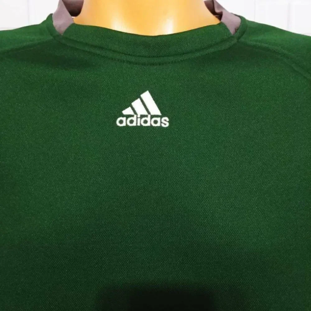 Adidas Sweatshirt Pullover Long Sleeve Green Gray Crew Neck Logo Large
